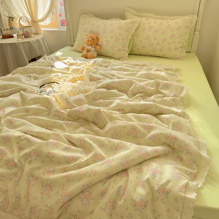 91家纺网 家纺一手货源 找家纺 （总）轻奢坊 2025新款漏空花边水洗棉夏被四件套