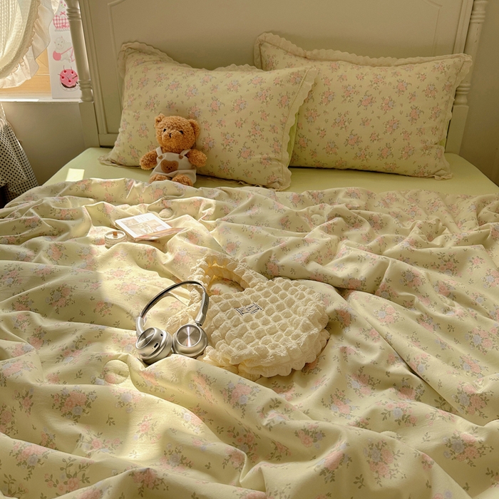 91家纺网 家纺一手货源 找家纺 （总）轻奢坊 2025新款漏空花边水洗棉夏被四件套