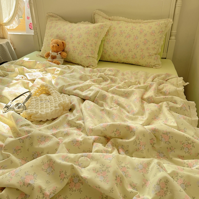 91家纺网 家纺一手货源 找家纺 （总）轻奢坊 2025新款漏空花边水洗棉夏被四件套