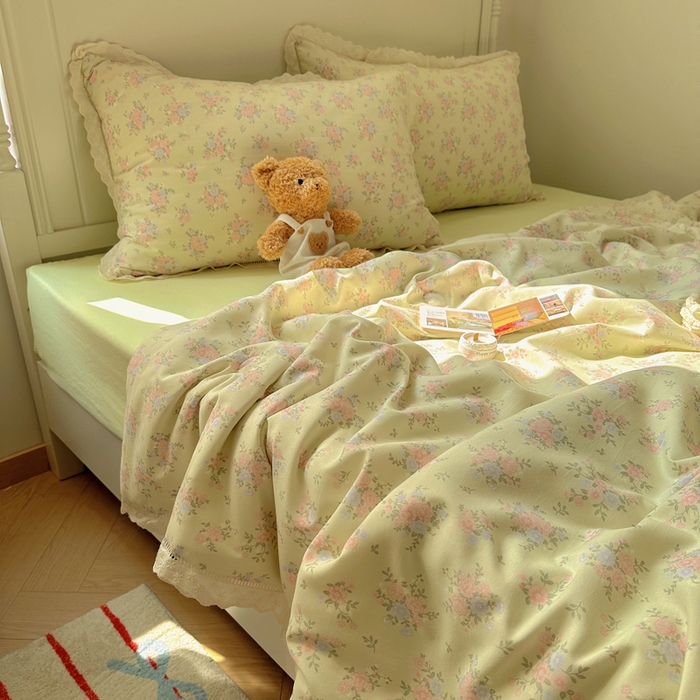 91家纺网 家纺一手货源 找家纺 （总）轻奢坊 2025新款漏空花边水洗棉夏被四件套