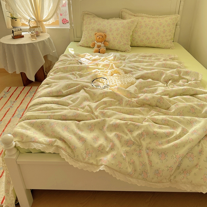 91家纺网 家纺一手货源 找家纺 （总）轻奢坊 2025新款漏空花边水洗棉夏被四件套