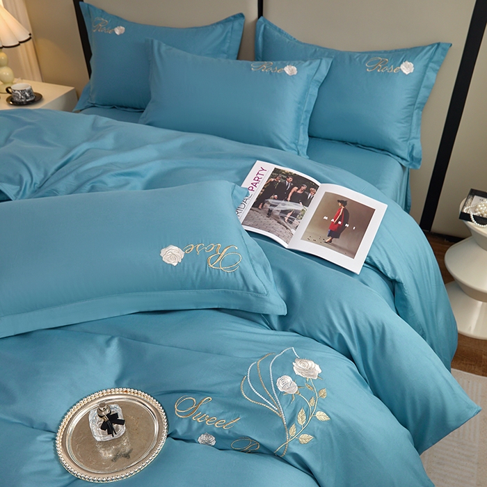 91家纺网 家纺一手货源 找家纺 （总）晶缦家纺2025新款纯棉喷气全棉13376刺绣四件套/轻奢绣花高端床上用品