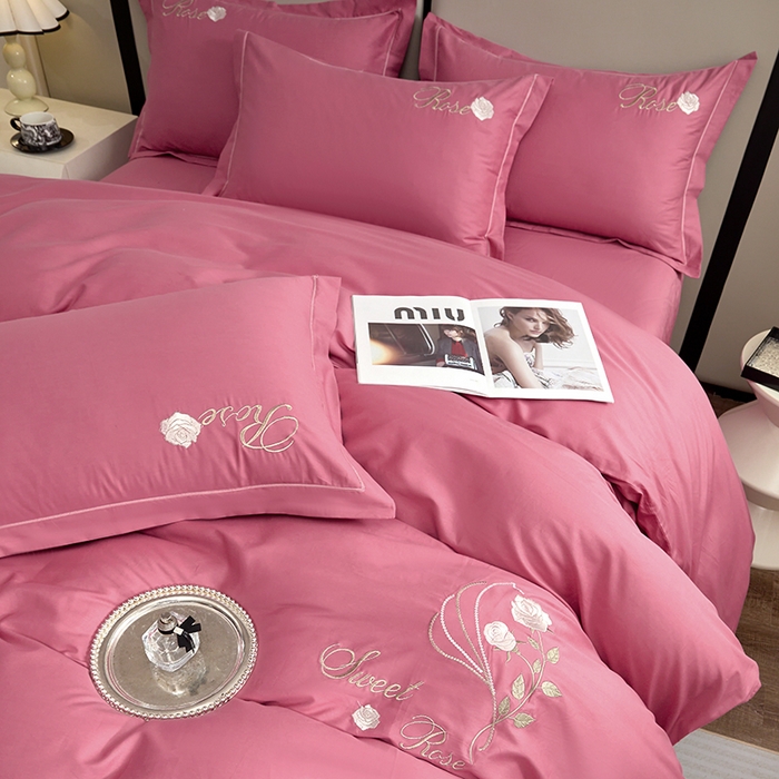 91家纺网 家纺一手货源 找家纺 晶缦家纺 2025新款纯棉喷气全棉13376刺绣四件套 梦境幽兰-豆沙