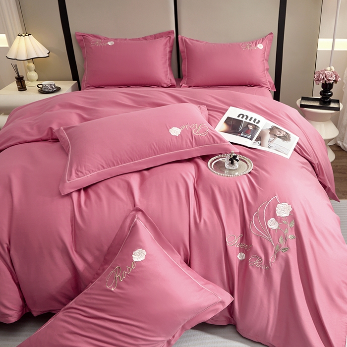 91家纺网 家纺一手货源 找家纺 晶缦家纺 2025新款纯棉喷气全棉13376刺绣四件套 梦境幽兰-豆沙