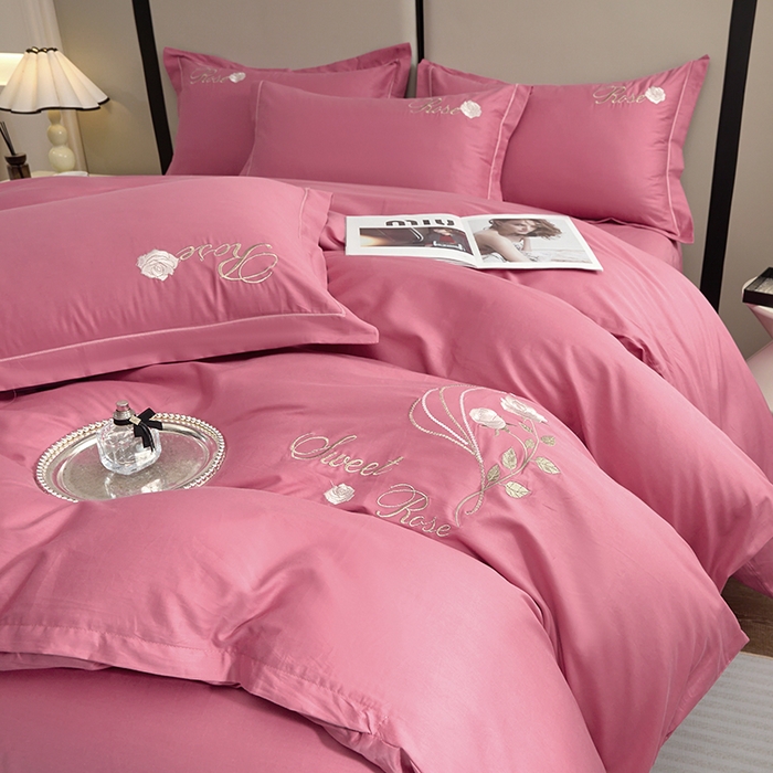 91家纺网 家纺一手货源 找家纺 晶缦家纺 2025新款纯棉喷气全棉13376刺绣四件套 梦境幽兰-豆沙