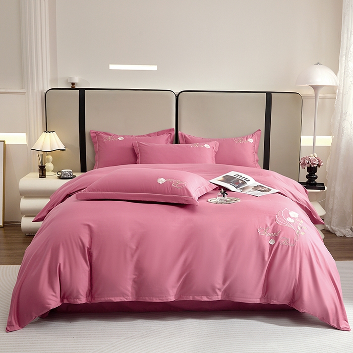 91家纺网 家纺一手货源 找家纺 晶缦家纺 2025新款纯棉喷气全棉13376刺绣四件套 梦境幽兰-豆沙