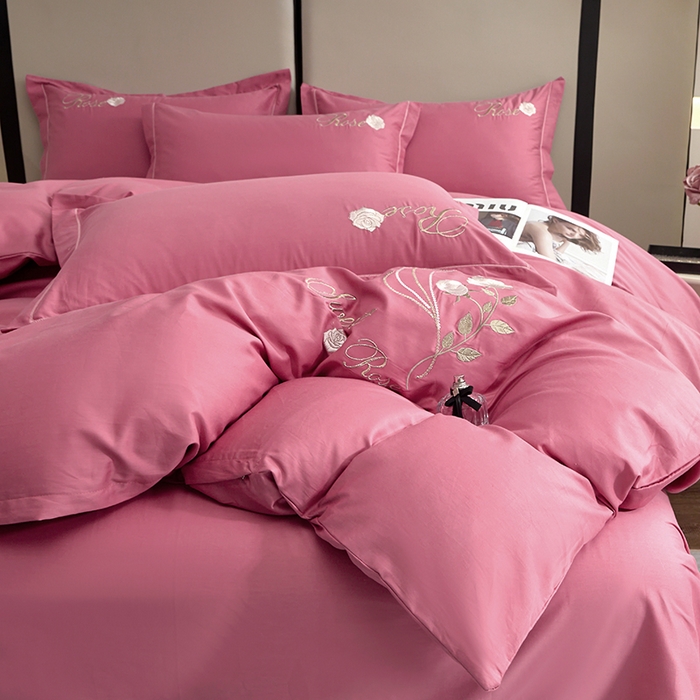 91家纺网 家纺一手货源 找家纺 晶缦家纺 2025新款纯棉喷气全棉13376刺绣四件套 梦境幽兰-豆沙