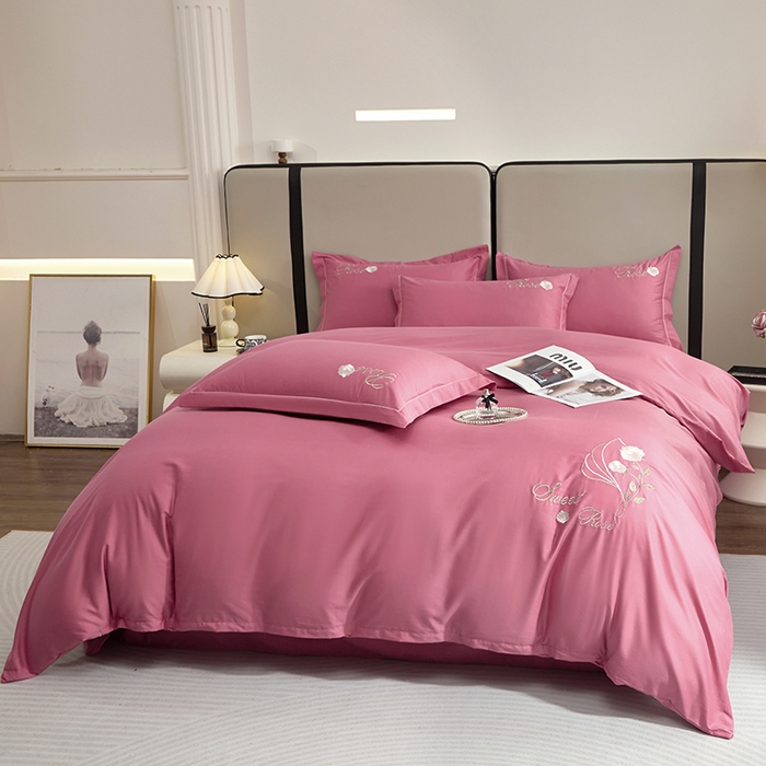 91家纺网 家纺一手货源 找家纺 晶缦家纺 2025新款纯棉喷气全棉13376刺绣四件套 梦境幽兰-豆沙