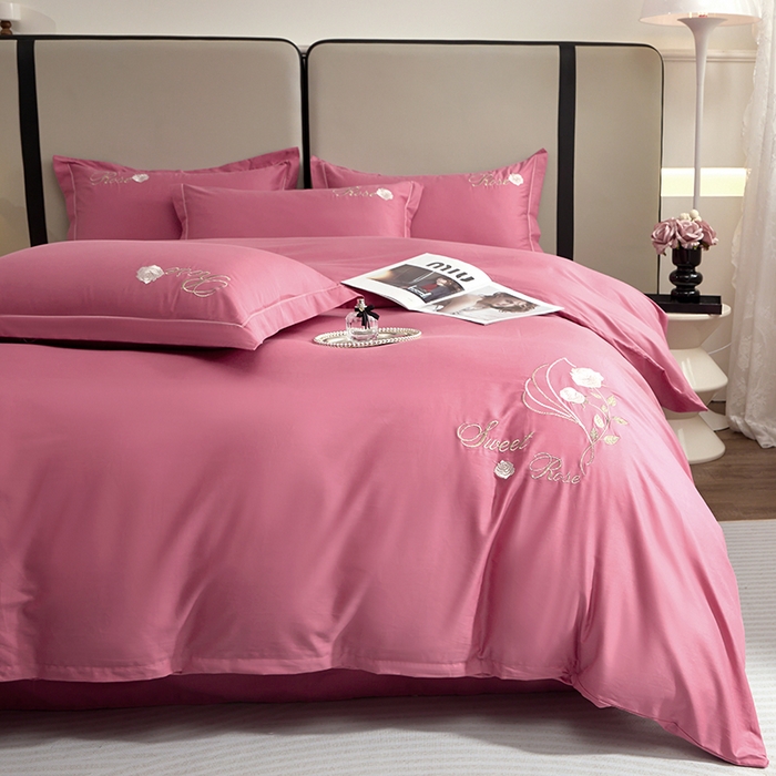 91家纺网 家纺一手货源 找家纺 晶缦家纺 2025新款纯棉喷气全棉13376刺绣四件套 梦境幽兰-豆沙