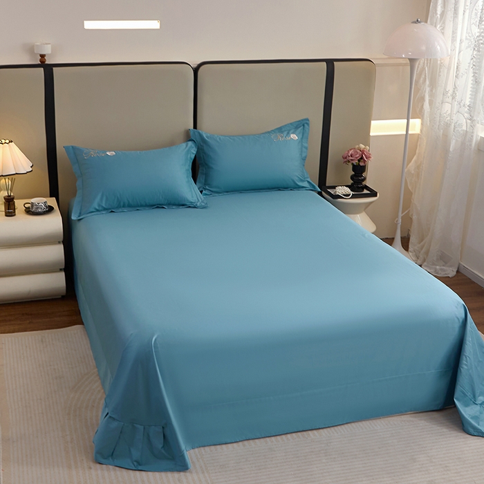 91家纺网 家纺一手货源 找家纺 晶缦家纺 2025新款纯棉喷气全棉13376刺绣四件套 梦境幽兰-湖蓝