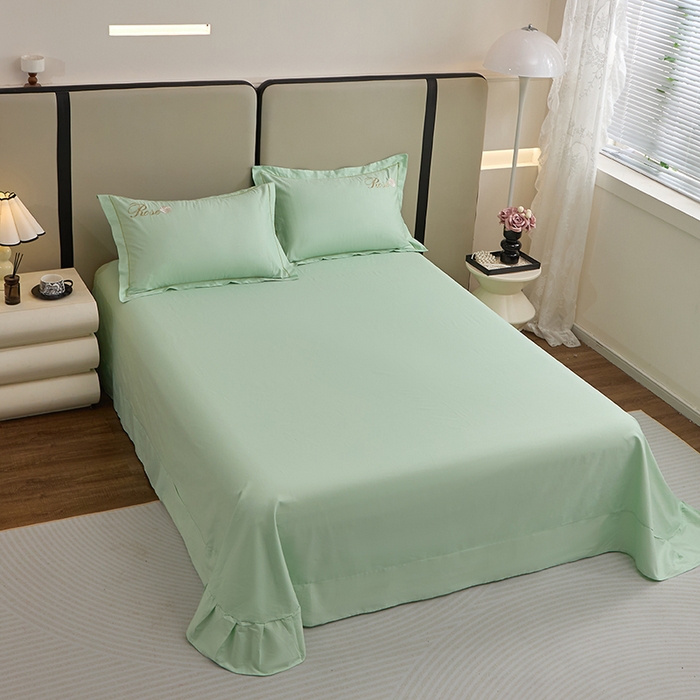 91家纺网 家纺一手货源 找家纺 晶缦家纺 2025新款纯棉喷气全棉13376刺绣四件套 梦境幽兰-清新绿