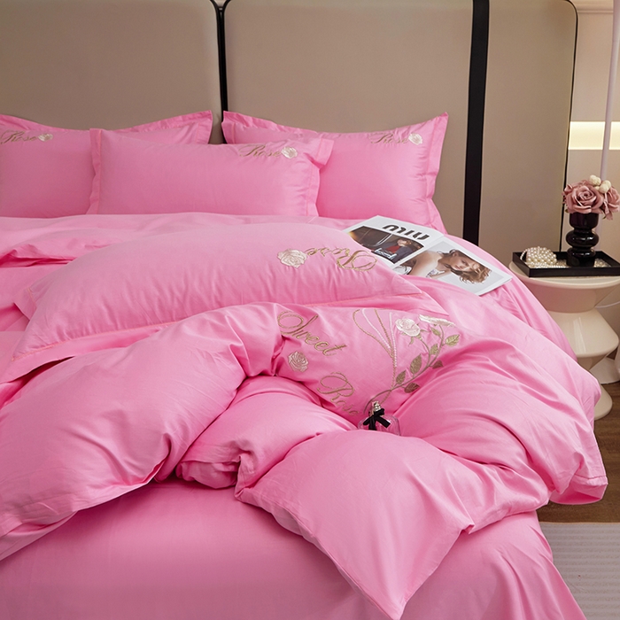 91家纺网 家纺一手货源 找家纺 晶缦家纺 2025新款纯棉喷气全棉13376刺绣四件套 梦境幽兰-甜蜜粉