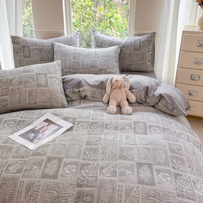 91家纺网 家纺一手货源 找家纺 （总）菡宝 2025新款a类母婴级全棉色织三层纱提花被套纯棉被罩四件套支持定做定制尺寸