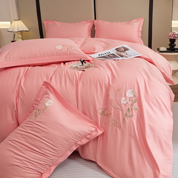 91家纺网 家纺一手货源 找家纺 晶缦家纺 2025新款纯棉喷气全棉13376刺绣四件套 梦境幽兰-香妃玉