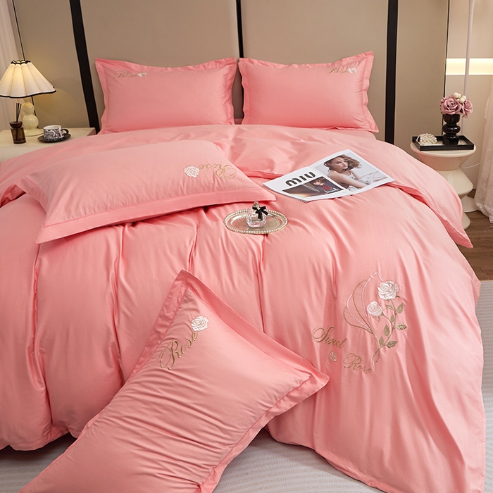 91家纺网 家纺一手货源 找家纺 晶缦家纺 2025新款纯棉喷气全棉13376刺绣四件套 梦境幽兰-香妃玉