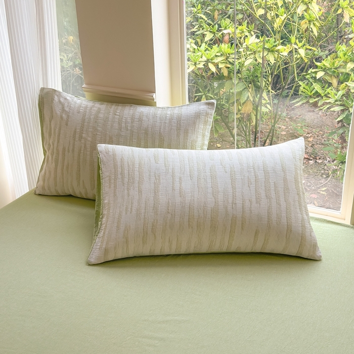 91家纺网 家纺一手货源 找家纺 菡宝 2025新款a类母婴级全棉色织三层纱提花被套纯棉被罩四件套支持定做定制尺寸 艾瑞-绿