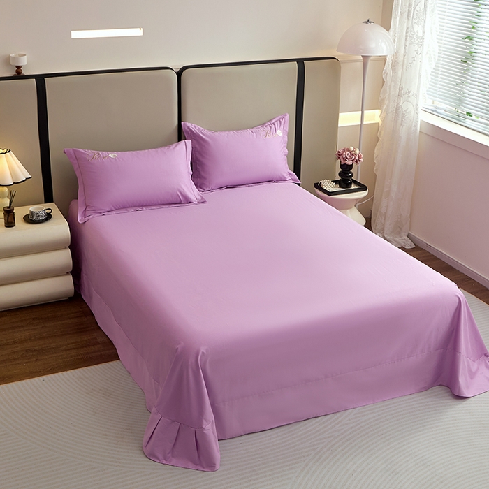 91家纺网 家纺一手货源 找家纺 晶缦家纺 2025新款纯棉喷气全棉13376刺绣四件套 梦境幽兰-优雅紫