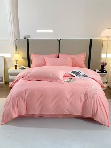 91家纺网 家纺一手货源 找家纺 晶缦家纺 2025新款纯棉喷气全棉13376刺绣四件套 梦境幽兰-香妃玉