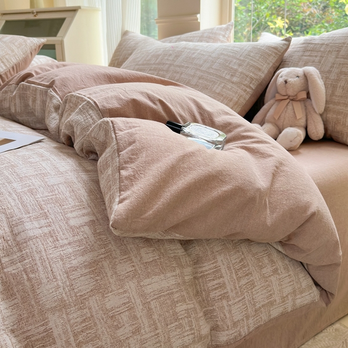 91家纺网 家纺一手货源 找家纺 菡宝 2025新款a类母婴级全棉色织三层纱提花被套纯棉被罩四件套支持定做定制尺寸 米亚-卡其