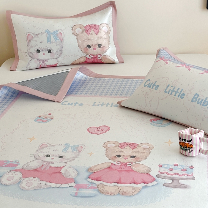 91家纺网 家纺一手货源 找家纺 澳萝拉 2025新款数码印花包边款冰藤席席子凉席-风格二 甜蜜