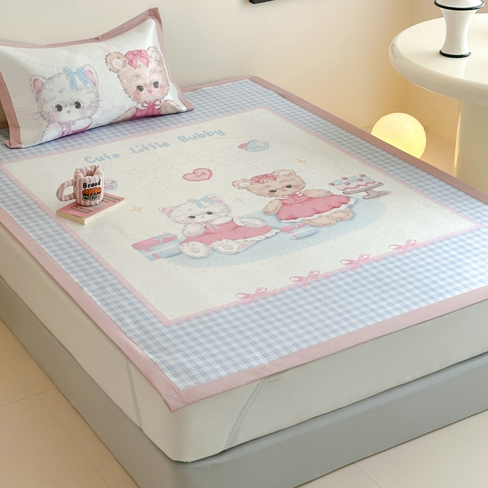 91家纺网 家纺一手货源 找家纺 澳萝拉 2025新款数码印花包边款冰藤席席子凉席-风格二 甜蜜