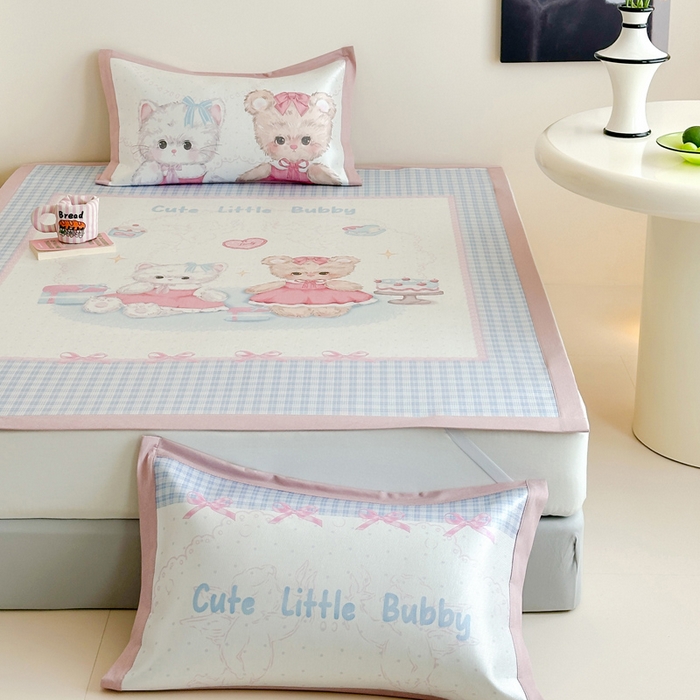 91家纺网 家纺一手货源 找家纺 澳萝拉 2025新款数码印花包边款冰藤席席子凉席-风格二 甜蜜