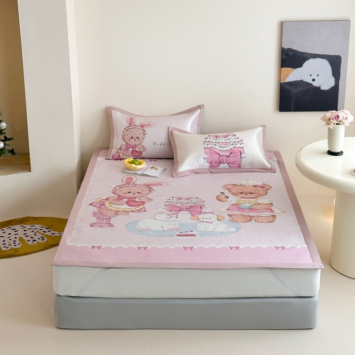 澳萝拉 2025新款数码印花包边款冰藤席席子凉席-风格二 爱之屋