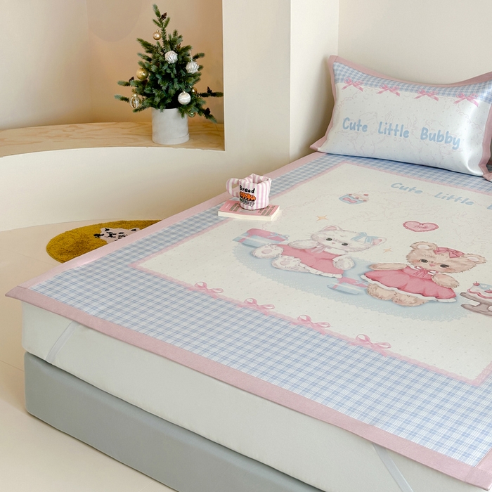 91家纺网 家纺一手货源 找家纺 澳萝拉 2025新款数码印花包边款冰藤席席子凉席-风格二 甜蜜