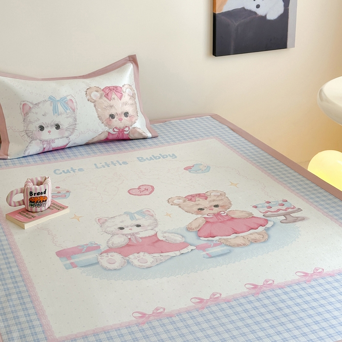 91家纺网 家纺一手货源 找家纺 澳萝拉 2025新款数码印花包边款冰藤席席子凉席-风格二 甜蜜