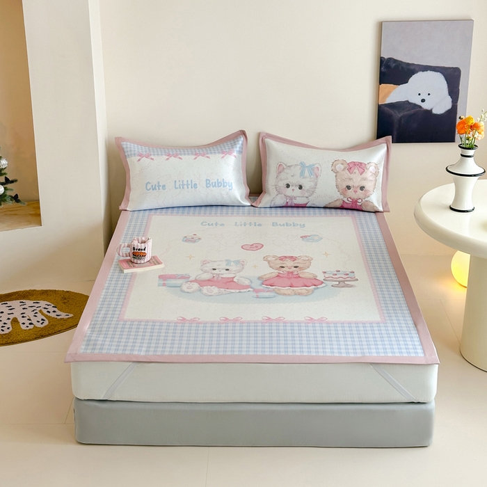 澳萝拉 2025新款数码印花包边款冰藤席席子凉席-风格二 甜蜜