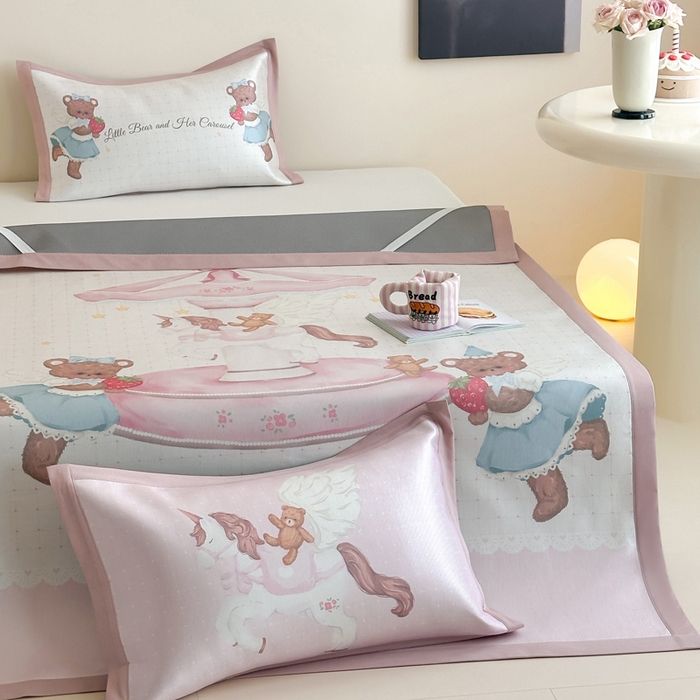 91家纺网 家纺一手货源 找家纺 澳萝拉 2025新款数码印花包边款冰藤席席子凉席-风格二 潘多拉