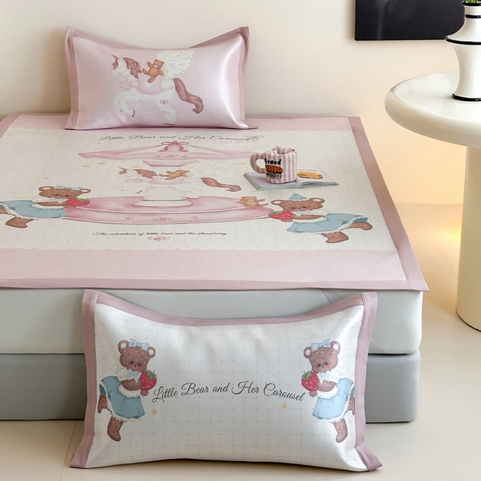 91家纺网 家纺一手货源 找家纺 澳萝拉 2025新款数码印花包边款冰藤席席子凉席-风格二 潘多拉