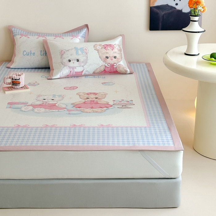 91家纺网 家纺一手货源 找家纺 澳萝拉 2025新款数码印花包边款冰藤席席子凉席-风格二 甜蜜