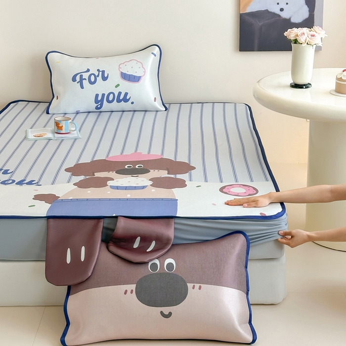 91家纺网 家纺一手货源 找家纺 澳萝拉 2025新款异形冰藤席数码印花系列席子凉席-风格二 甜甜圈（床笠款）