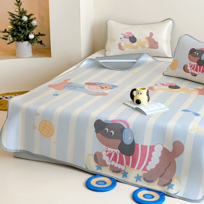 91家纺网 家纺一手货源 找家纺 （总）澳萝拉 2025新款异形冰藤席数码印花系列席子凉席-风格二