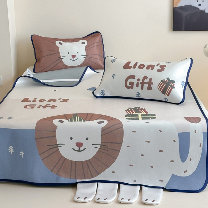 91家纺网 家纺一手货源 找家纺 澳萝拉 2025新款异形冰藤席数码印花系列席子凉席-风格二 狮狮如意（床席款）