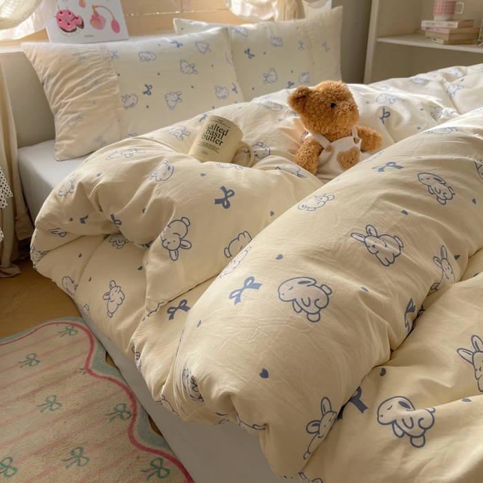 91家纺网 家纺一手货源 找家纺 （总）桃心家居 2025新款云感水洗棉蕾丝花边四件套