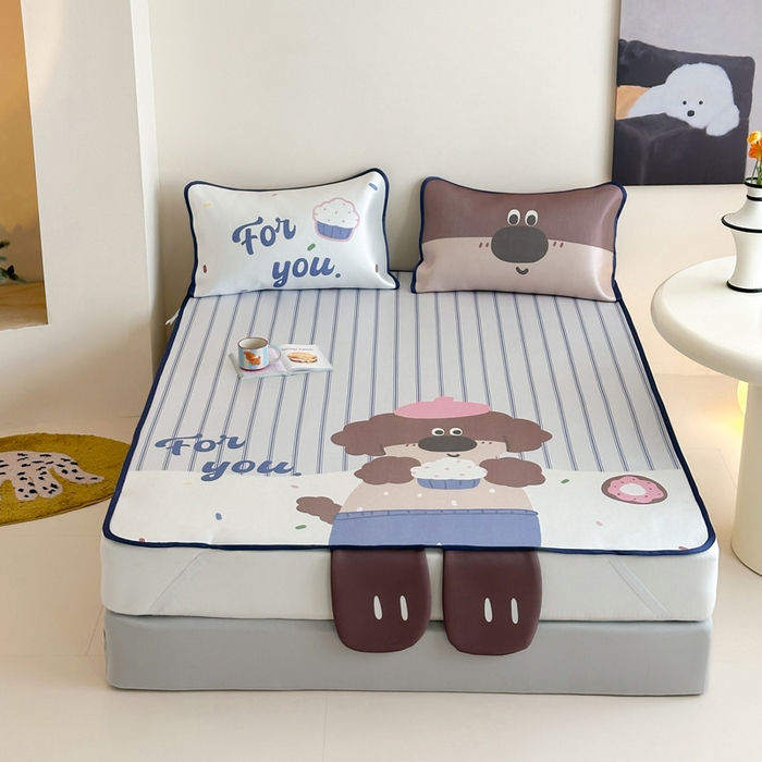 91家纺网 家纺一手货源 找家纺 澳萝拉 2025新款异形冰藤席数码印花系列席子凉席-风格二 甜甜圈（床席款）