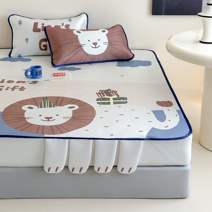 91家纺网 家纺一手货源 找家纺 澳萝拉 2025新款异形冰藤席数码印花系列席子凉席-风格二 狮狮如意（床席款）