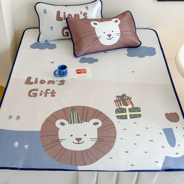 91家纺网 家纺一手货源 找家纺 澳萝拉 2025新款异形冰藤席数码印花系列席子凉席-风格二 狮狮如意（床席款）