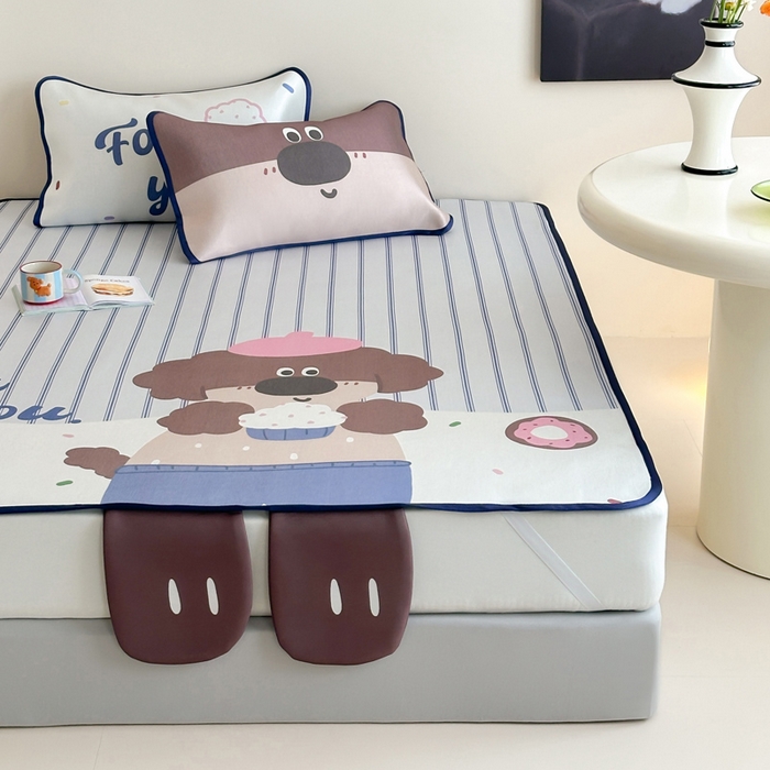 91家纺网 家纺一手货源 找家纺 澳萝拉 2025新款异形冰藤席数码印花系列席子凉席-风格二 甜甜圈（床席款）