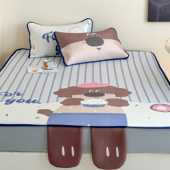 91家纺网 家纺一手货源 找家纺 澳萝拉 2025新款异形冰藤席数码印花系列席子凉席-风格二 甜甜圈（床笠款）