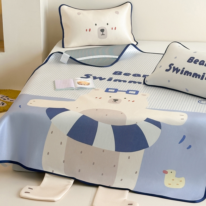 91家纺网 家纺一手货源 找家纺 澳萝拉 2025新款异形冰藤席数码印花系列席子凉席-风格二 熊熊乐园（床席款）