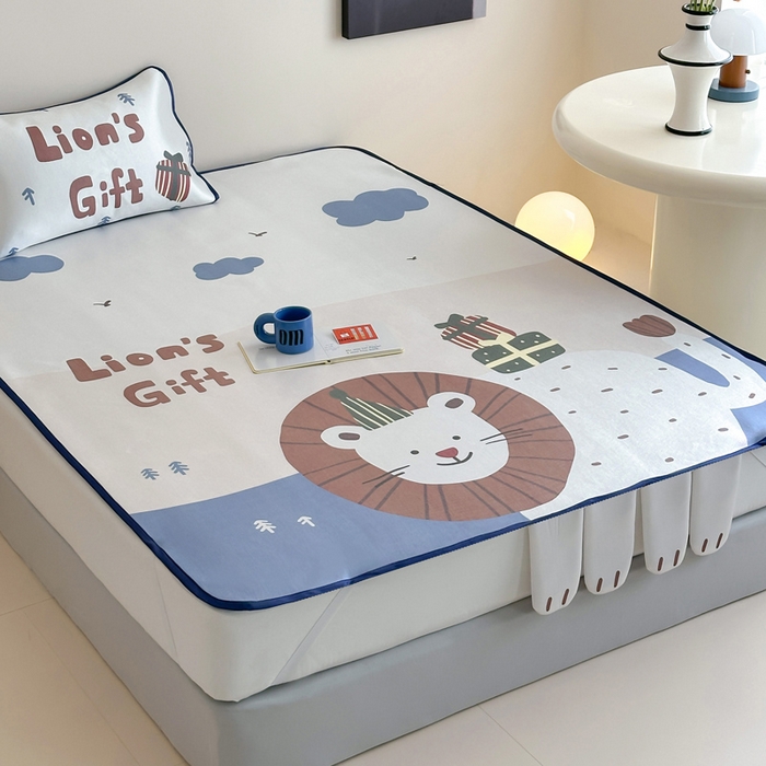 91家纺网 家纺一手货源 找家纺 澳萝拉 2025新款异形冰藤席数码印花系列席子凉席-风格二 狮狮如意（床席款）