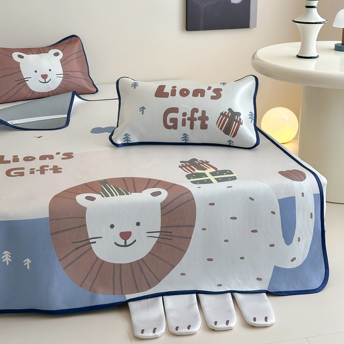 91家纺网 家纺一手货源 找家纺 澳萝拉 2025新款异形冰藤席数码印花系列席子凉席-风格二 狮狮如意（床席款）