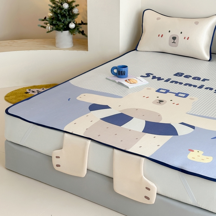 91家纺网 家纺一手货源 找家纺 澳萝拉 2025新款异形冰藤席数码印花系列席子凉席-风格二 熊熊乐园（床席款）