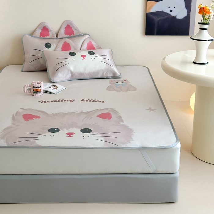 91家纺网 家纺一手货源 找家纺 澳萝拉 2025新款异形冰藤席数码印花系列席子凉席-风格二 甜心（床席款）