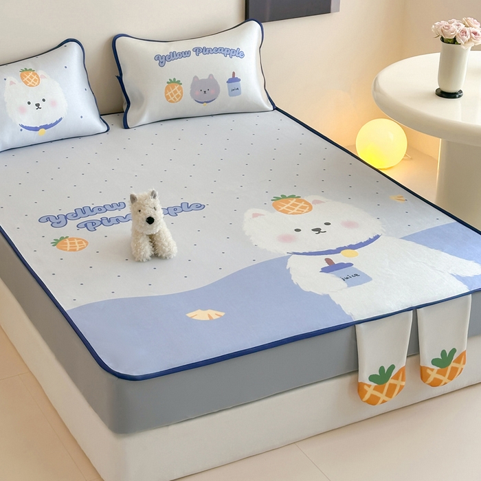 91家纺网 家纺一手货源 找家纺 澳萝拉 2025新款异形冰藤席数码印花系列席子凉席-风格二 喜欢你（床笠款）