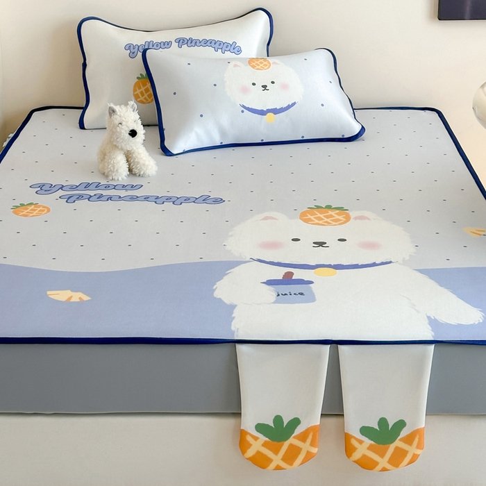 91家纺网 家纺一手货源 找家纺 澳萝拉 2025新款异形冰藤席数码印花系列席子凉席-风格二 喜欢你（床笠款）