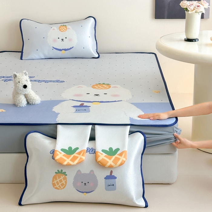 91家纺网 家纺一手货源 找家纺 澳萝拉 2025新款异形冰藤席数码印花系列席子凉席-风格二 喜欢你（床笠款）